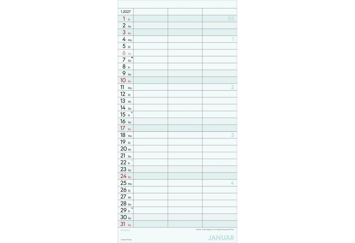 Wandkalender Planer für zwei 2027 – Bild 2 von 5