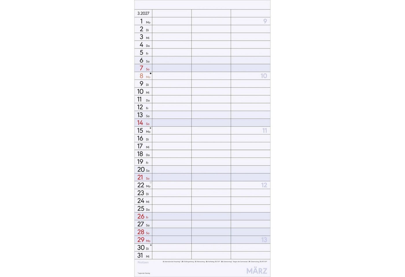 Wandkalender Planer für zwei 2027 – Bild 3 von 5