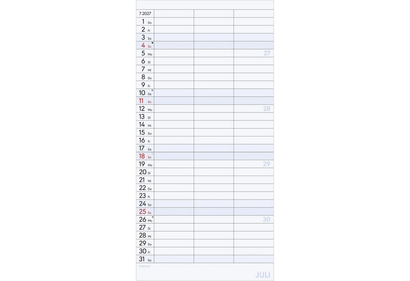 Wandkalender Planer für zwei 2027 – Bild 5 von 5