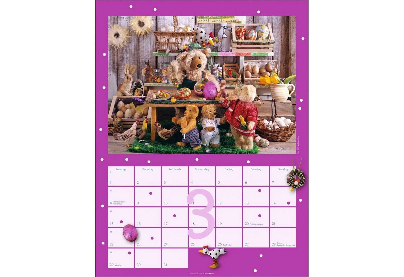 Wandkalender Teddybären Kalender 2027 – Bild 5 von 5
