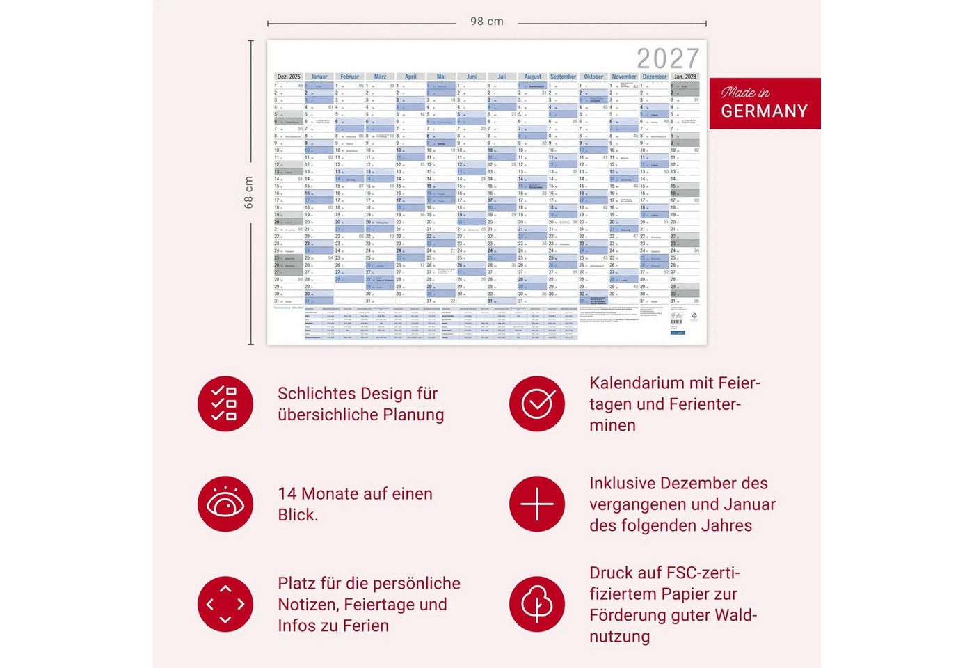 Wandkalender Wandplaner Neut**l 2027 – Bild 2 von 3