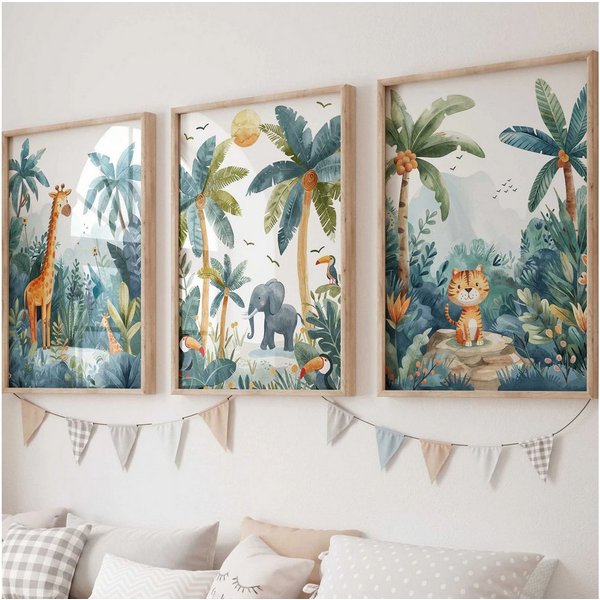 WANDKIND Poster Dschungeltier 3er Set P820, Kinder Poster