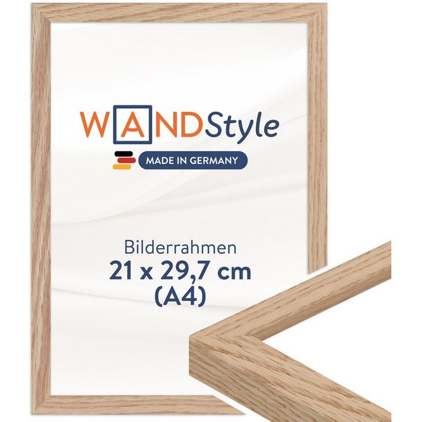 WANDStyle Bilderrahmen H950, Eiche Bilderrahmen A4 Holz, Moderner Fotorahmen Eiche 21x30 cm