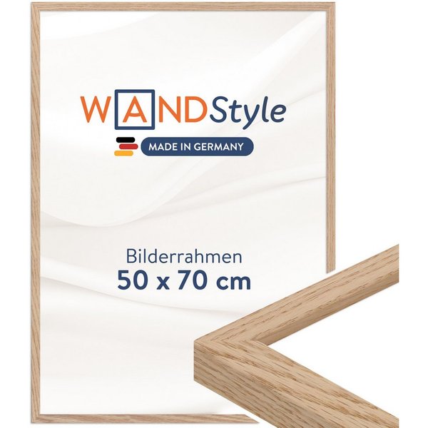 WANDStyle Bilderrahmen H950, Eiche Bilderrahmen 50x70 Holz, Moderner Fotorahmen Eiche 50x70 cm