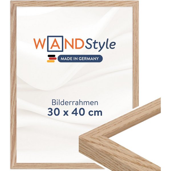 WANDStyle Bilderrahmen H950, Eiche Bilderrahmen 30x40 Holz, Moderner Fotorahmen Eiche 30x40 cm