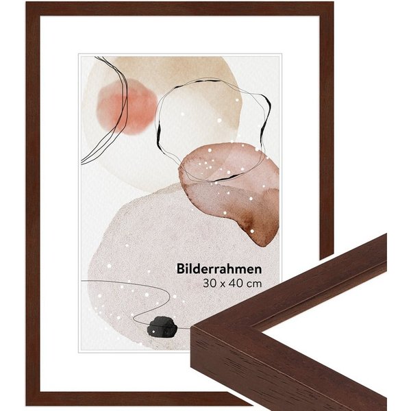 WANDStyle Bilderrahmen H950, Nussbaum Bilderrahmen 50x70 Holz, Moderner Fotorahmen Nussbaum 50x70