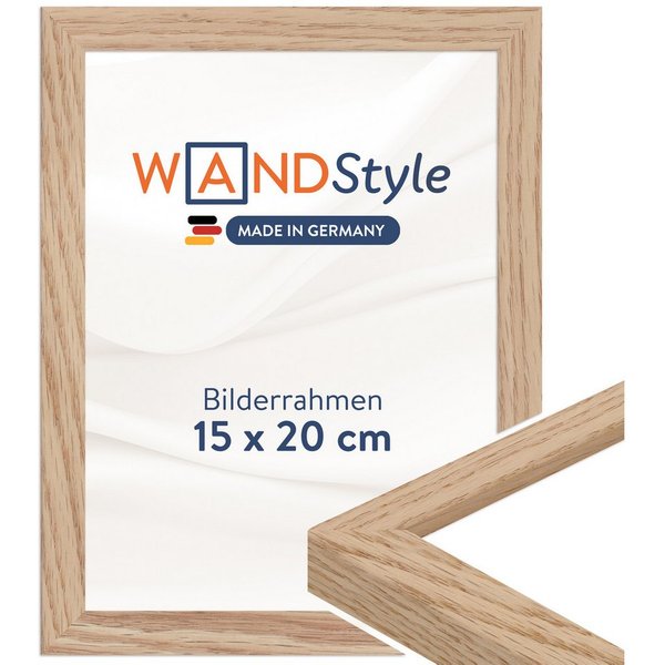 WANDStyle Bilderrahmen H950, Eiche Bilderrahmen 15x20 Holz, Moderner Fotorahmen Eiche 15x20 cm