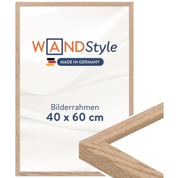 WANDStyle Bilderrahmen H950, Eiche Bilderrahmen 40x60 Holz, Moderner Fotorahmen Eiche 40x60 cm