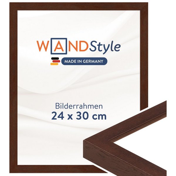 WANDStyle Bilderrahmen H950, Nussbaum Bilderrahmen 24x30 Holz, Moderner Fotorahmen Nussbaum 24x30