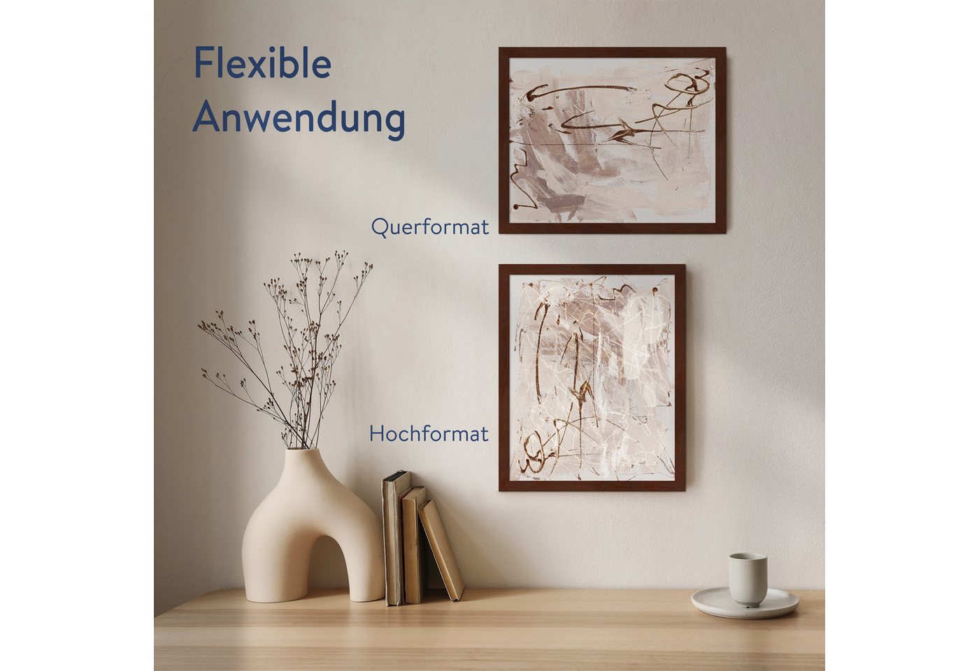 WANDStyle Bilderrahmen H950, Nussbaum Bilderrahmen 24x30 Holz, Moderner Fotorahmen Nussbaum 24x30 – Bild 4 von 5