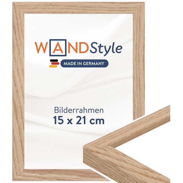 WANDStyle Bilderrahmen H950, Eiche Bilderrahmen A5 Holz, Moderner Fotorahmen Eiche 15x21 cm