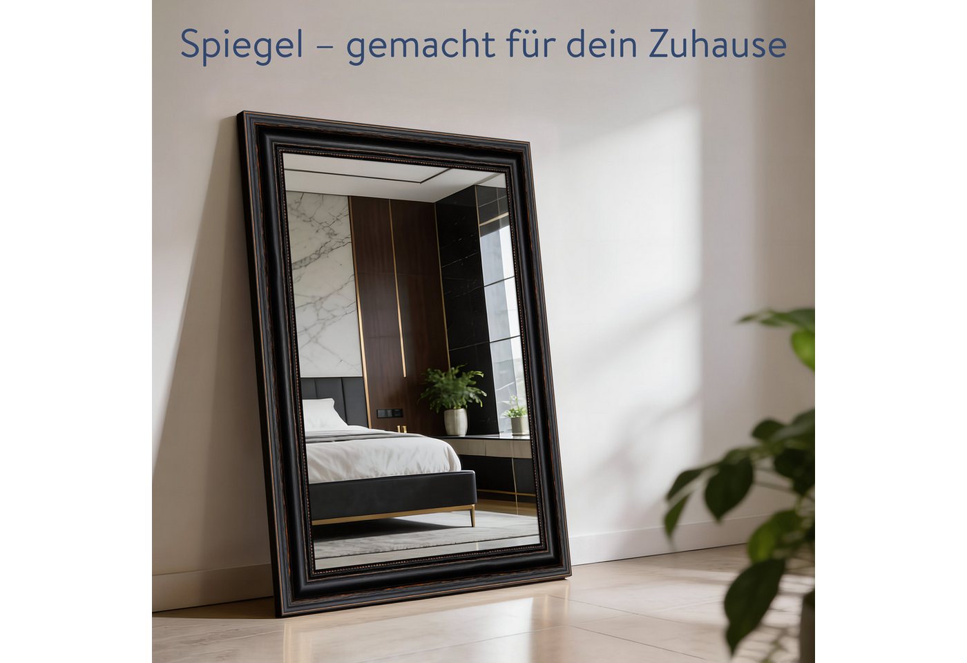 WANDStyle Wandspiegel H550, Vintage Spiegel Schwarz 50x60 cm, großer Wandspiegel Schwarz 50x60 – Bild 3 von 5