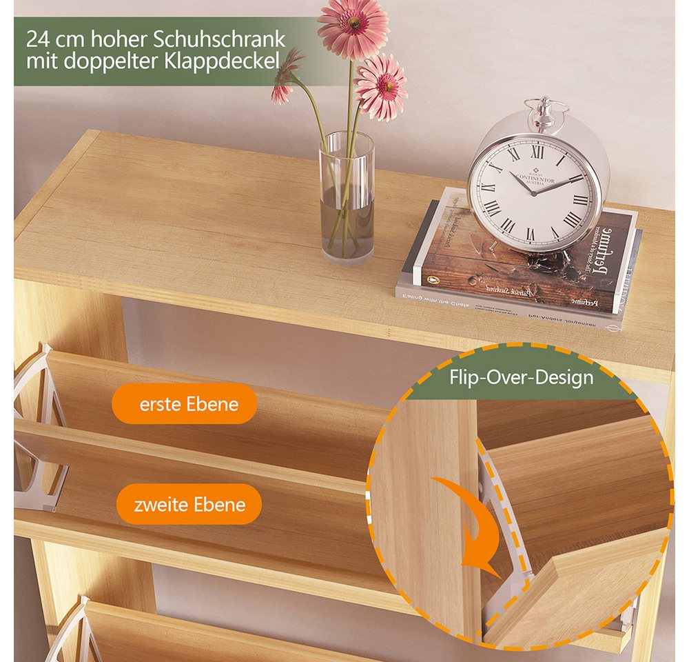 WAOHO Schuhschrank Klappbare Schuhregale, 4-türiger, doppelstöckiger Schuhschrank – Bild 5 von 5