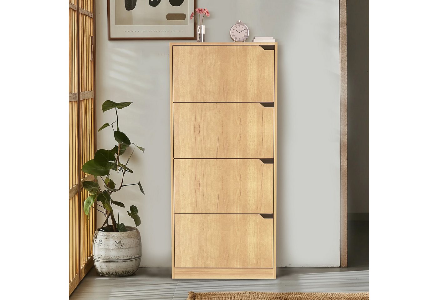 WAOHO Schuhschrank Klappbare Schuhregale, 4-türiger, doppelstöckiger Schuhschrank – Bild 3 von 5