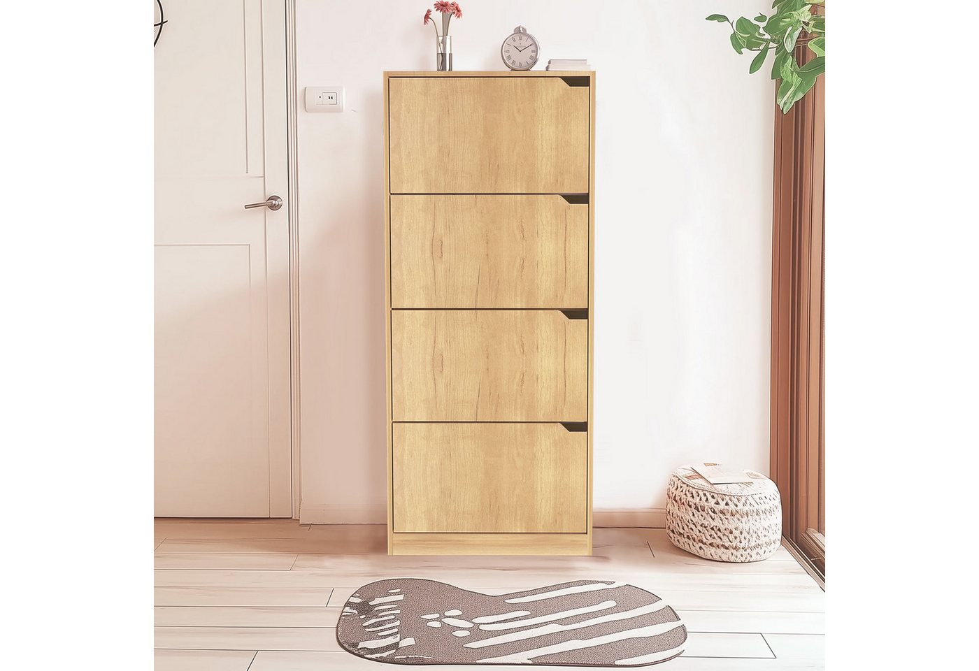 WAOHO Schuhschrank Klappbare Schuhregale, 4-türiger, doppelstöckiger Schuhschrank – Bild 5 von 5