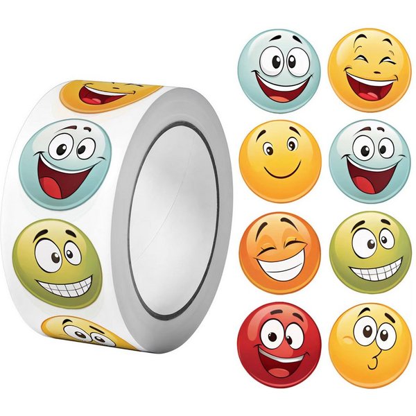 Ware aus aller Welt Aufkleber 500 Gesichter Sticker selbstklebend 2,5 cm verschiedene Motive, (500tlg)