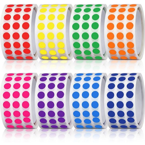 Ware aus aller Welt Aufkleber 8000 Markierungspunkte selbstklebend 0,63 cm 8 Farben Klebepunkte, (8000tlg)