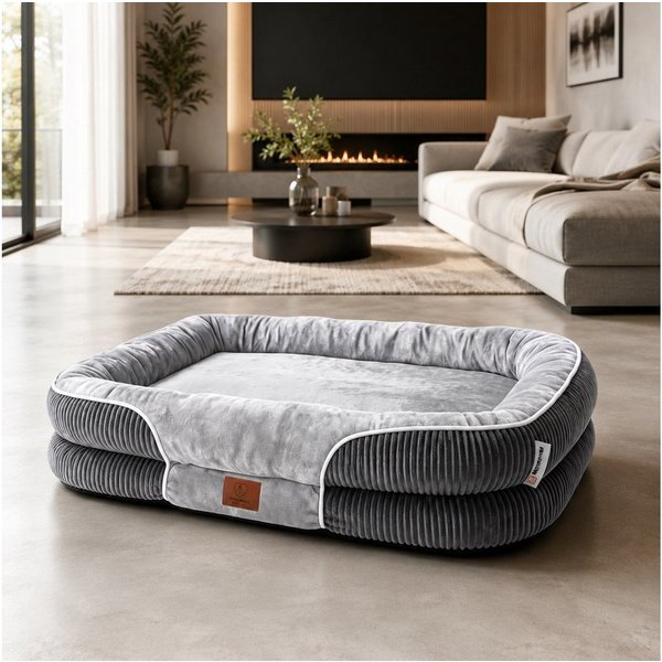 Warenhammer Hundebett Orthopädisches Premium Hundebett, flauschig weich, Abnehmbar,Waschbar, Flockenfüllung für eine stützende Umrandung, verschiedene Größen