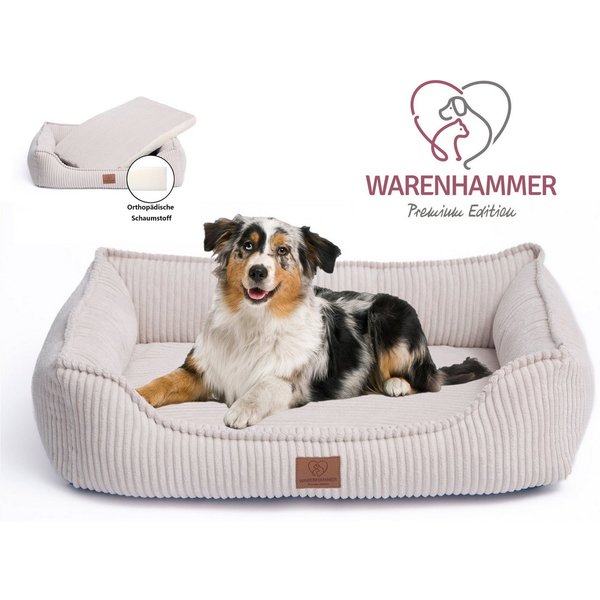 Warenhammer Hundekorb Orthopädisches Premium Hundebett, flauschig weich, abnehmbar/waschbar, Cord, wärmender Cord Bezug / herausnehmbare Innenmatratze
