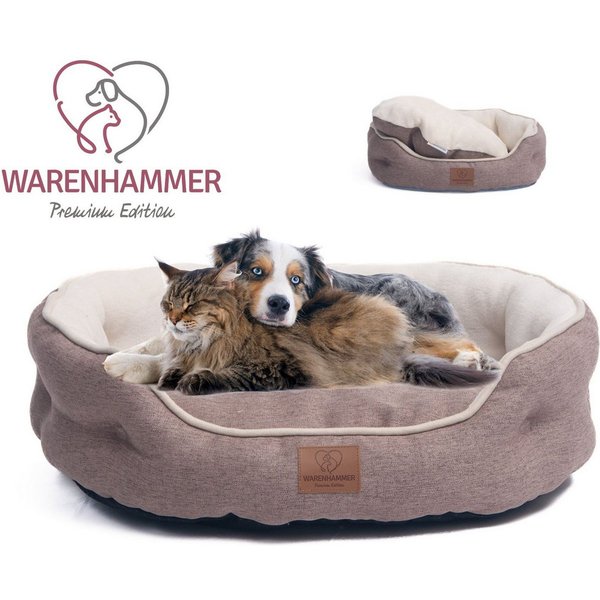 Warenhammer Tierbett Orthopädisches Premium Hundebett, Katzenbett, flauschig weich, für Katzen oder kleine Hunde, 2 Teilig mit Wendekissen / kühlende Sommer ode