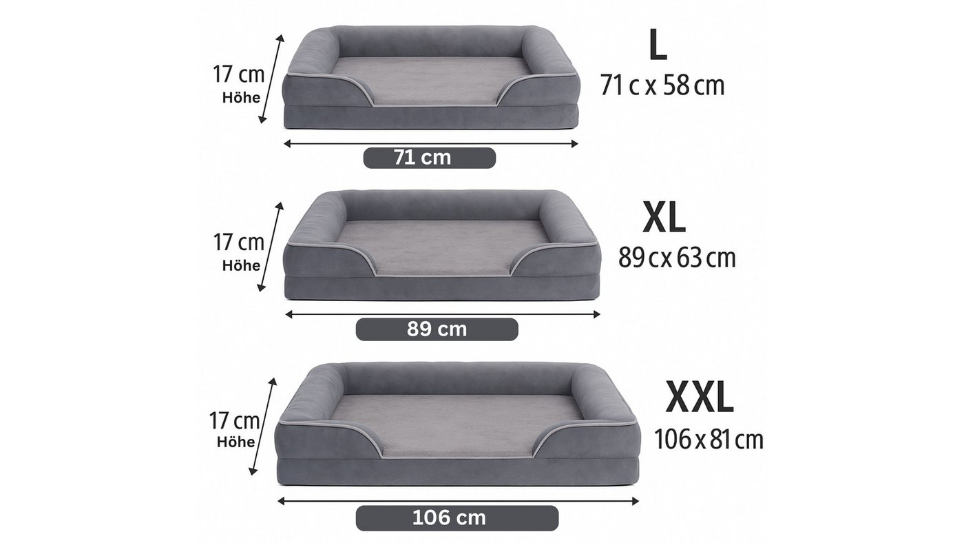 Warenhammer Tierbett Premium Hundebett, Orthopädisch, flauschig weich, abnehmbar, waschbar, mit druckminderndem Liegekomfort, verschiedene Grössen – Bild 2 von 5