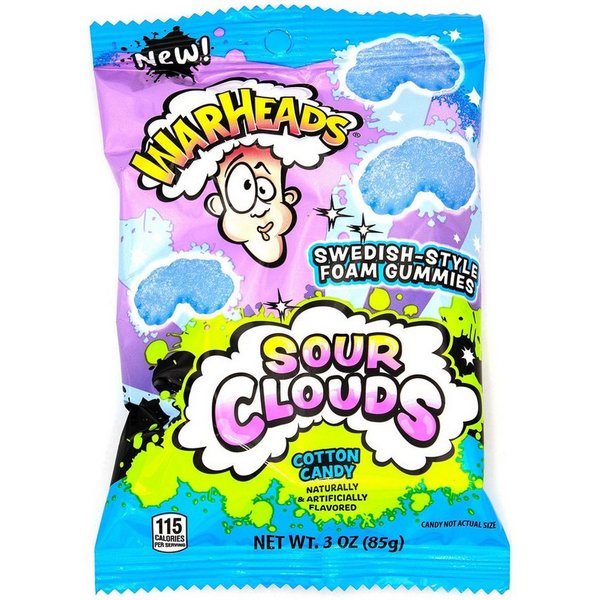 Warheads Süßigkeit, 1 x 85 g, Sour Clouds Cotton Candy