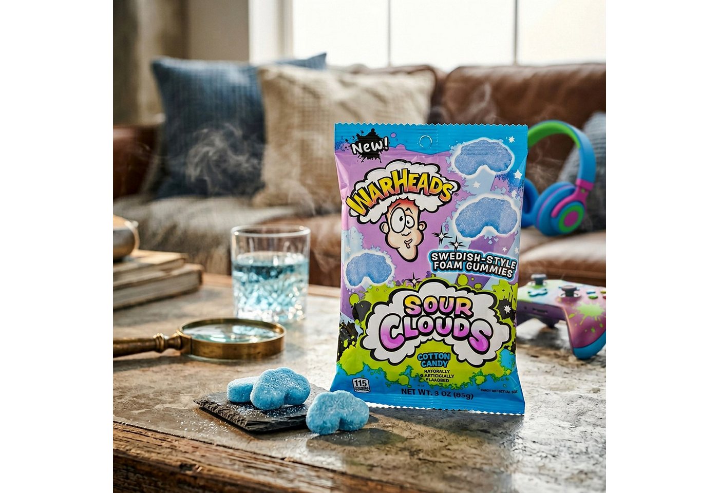 Warheads Süßigkeit, 1 x 85 g, Sour Clouds Cotton Candy – Bild 2 von 3