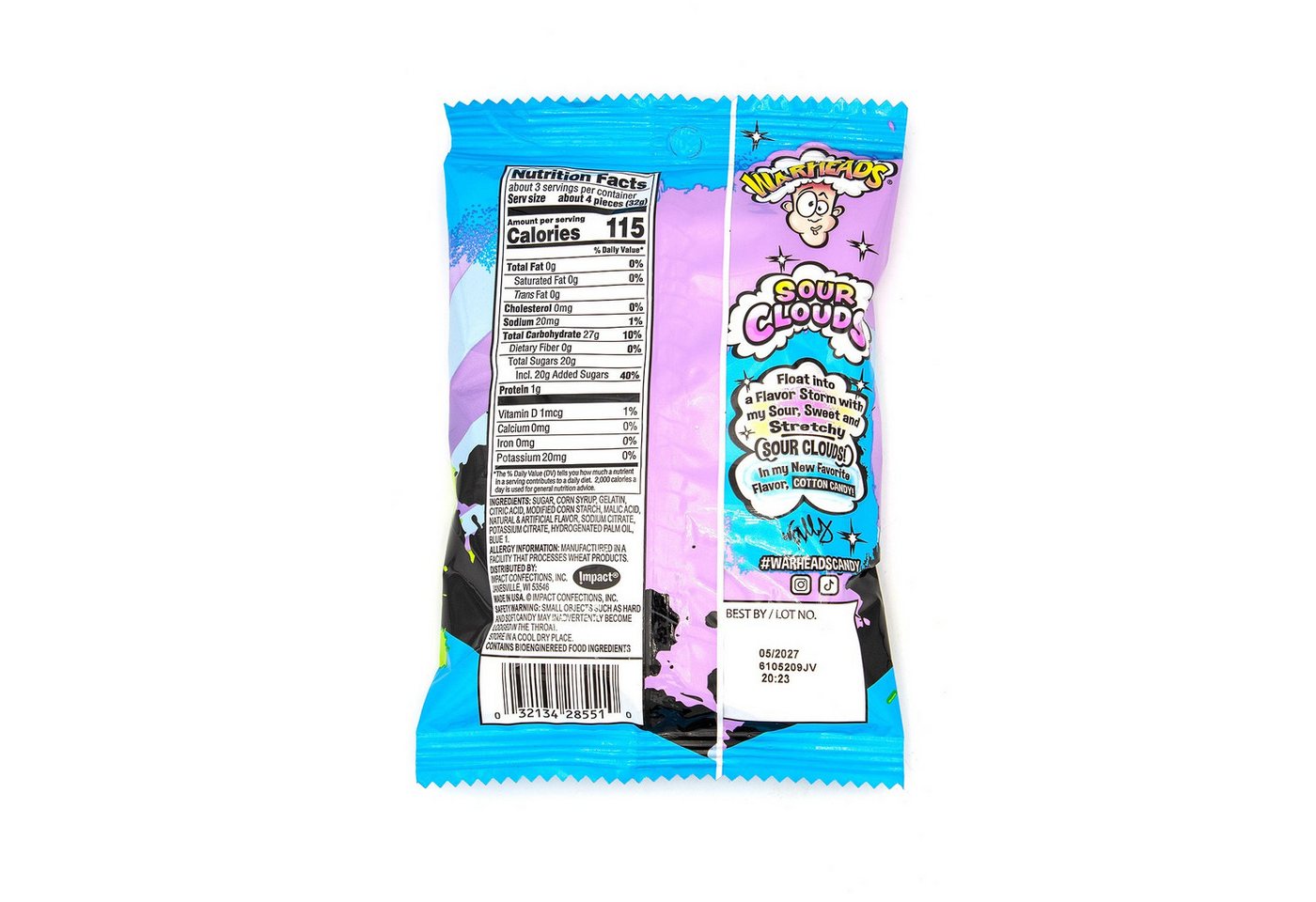 Warheads Süßigkeit, 1 x 85 g, Sour Clouds Cotton Candy – Bild 3 von 3