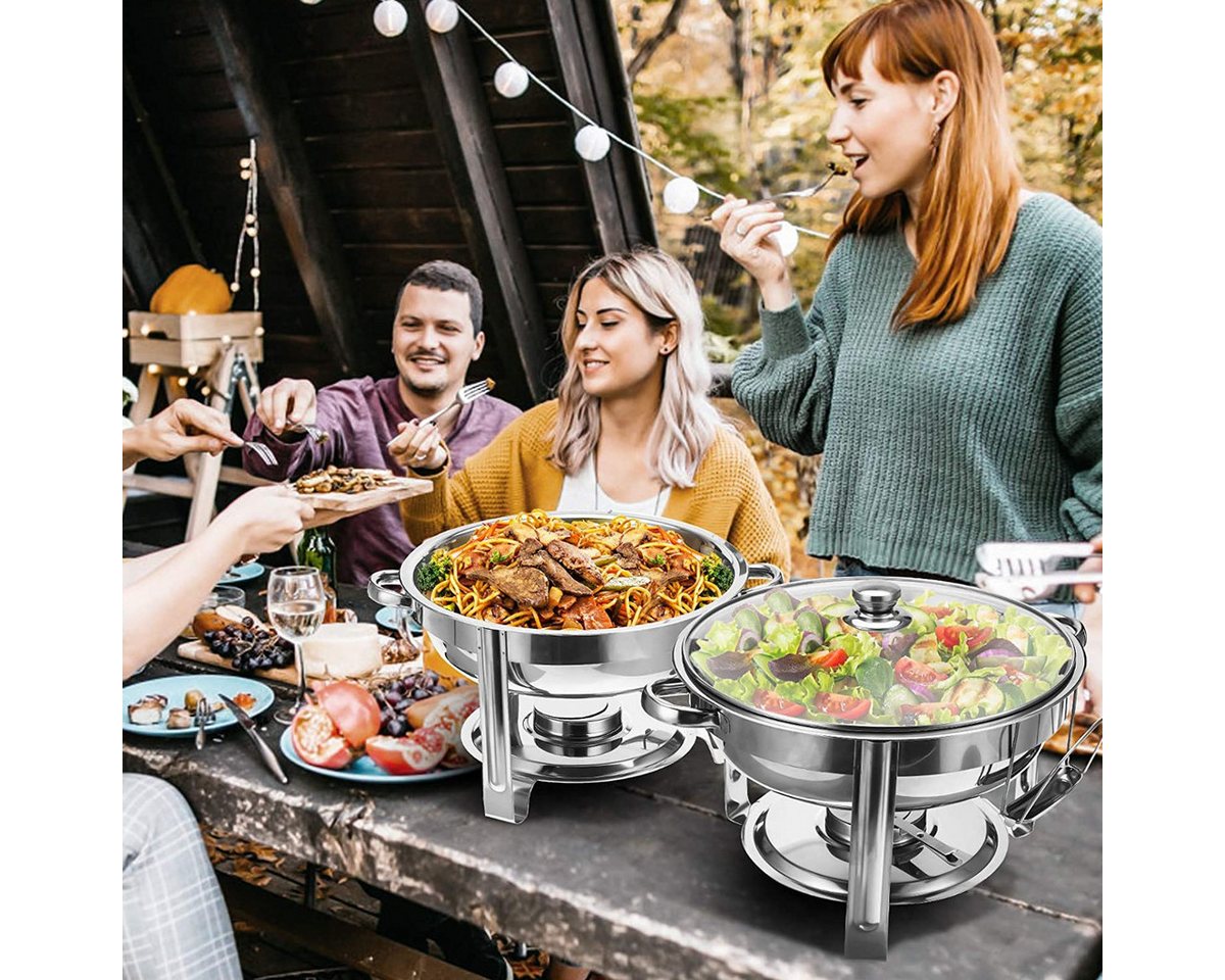 Warmounts Speisenwärmer, (2-tlg), 4,7 L Chafing Dish Buffetwärmer Rund, Edelstahl für Hochzeiten, Partys – Bild 2 von 5
