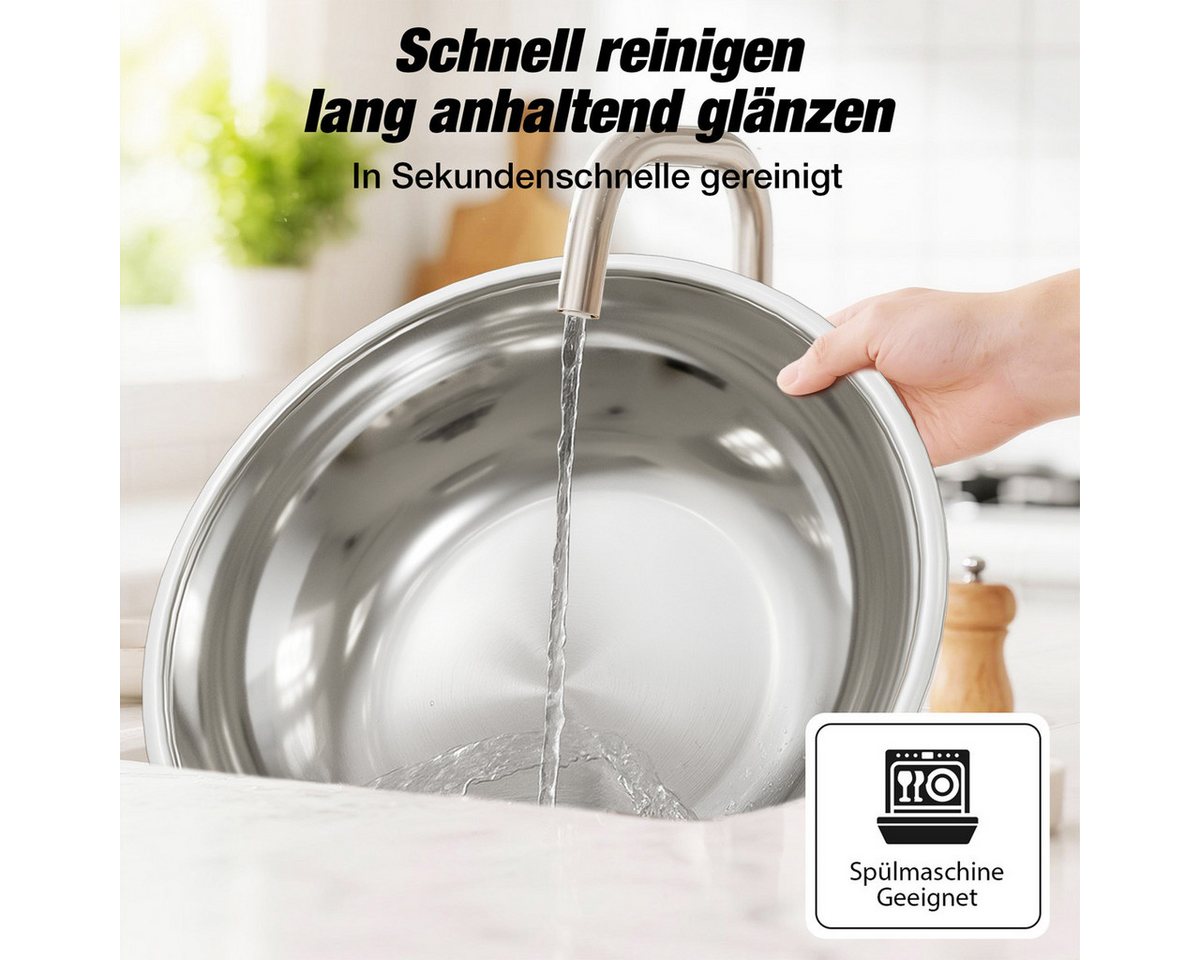 Warmounts Speisenwärmer, (4-tlg), Chafing Dish Speisenwärmer Set, Rund, Edelstahl, Buffet Warmhalte-Set – Bild 4 von 5