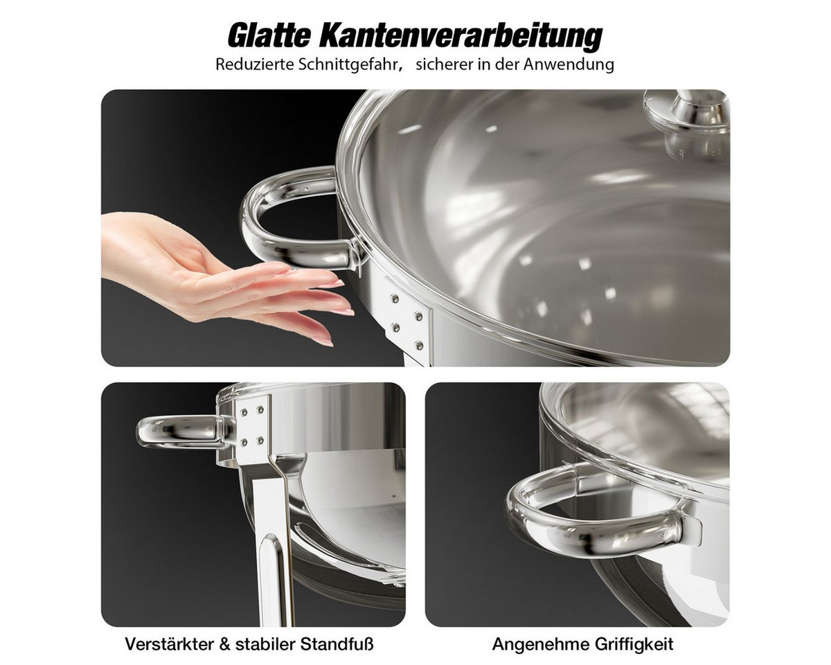 Warmounts Speisenwärmer, (4-tlg), Chafing Dish Speisenwärmer Set, Rund, Edelstahl, Buffet Warmhalte-Set – Bild 5 von 5