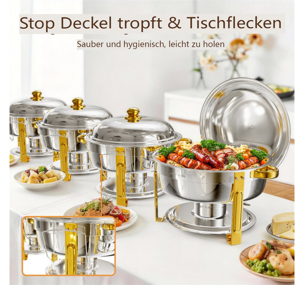 Warmounts Speisenwärmer 7,6L Buffetwärmer, (4-tlg., 8QT Buffet Warmhalter Set), mit Deckelhalter für Catering, Hochzeit, Party – Bild 2 von 5