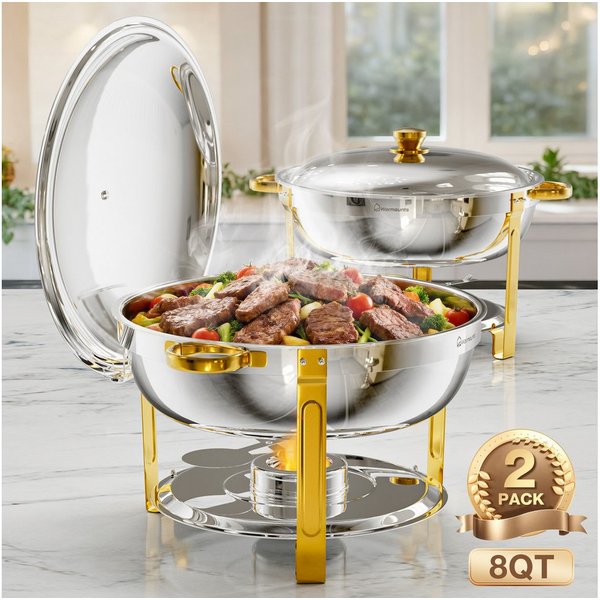 Warmounts Speisenwärmer 7,6L Buffetwärmer, (2-tlg., 8QT Buffet Warmhalter Set), mit Deckelhalter für Catering, Hochzeit, Party