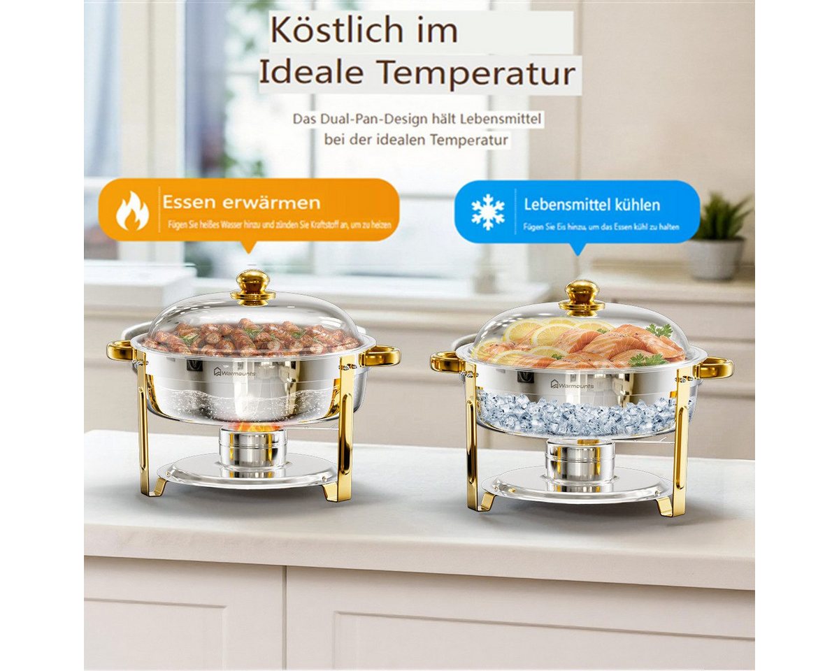 Warmounts Speisenwärmer 7,6L Buffetwärmer, (2-tlg., 8QT Buffet Warmhalter Set), mit Deckelhalter für Catering, Hochzeit, Party – Bild 3 von 5