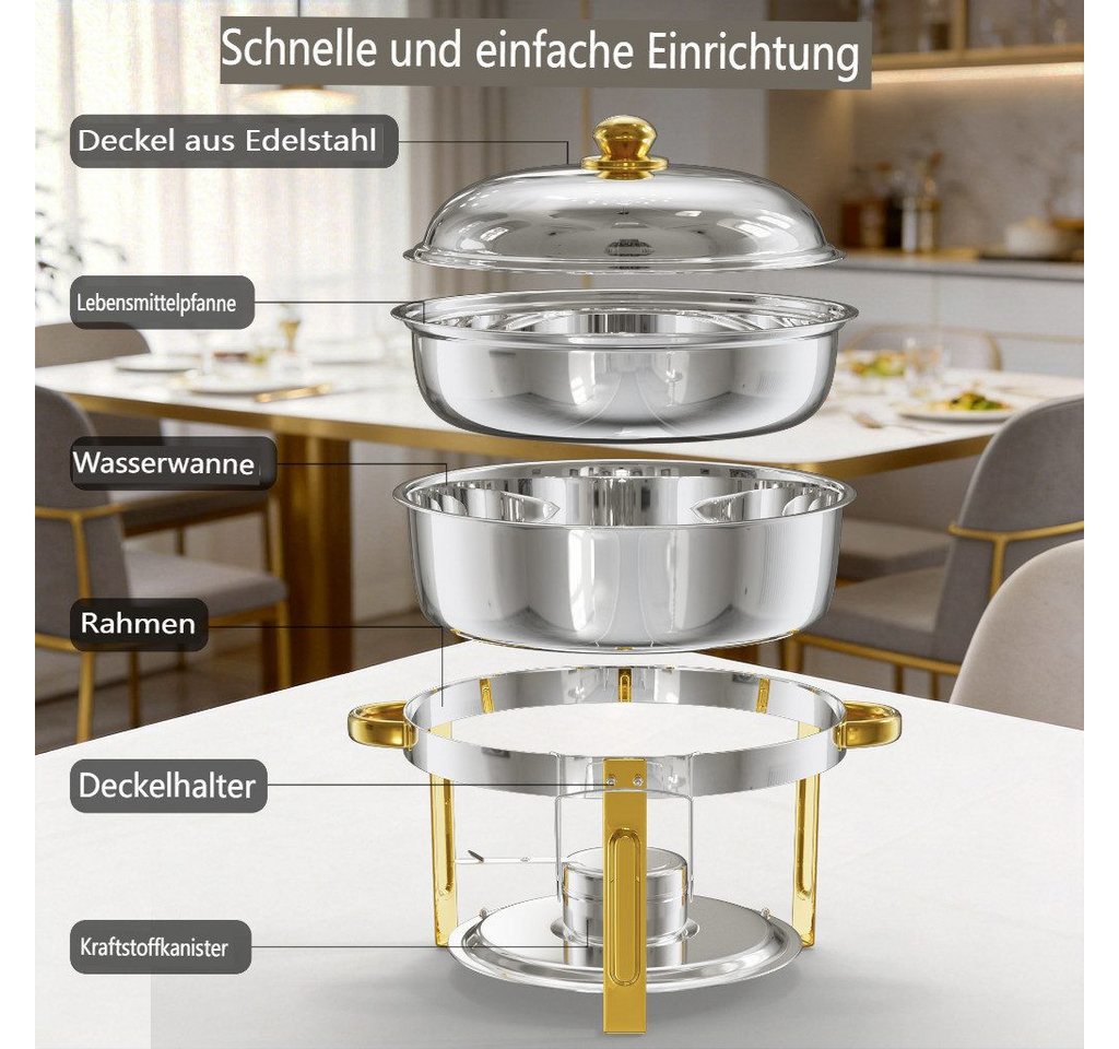 Warmounts Speisenwärmer 7,6L Buffetwärmer, (2-tlg., 8QT Buffet Warmhalter Set), mit Deckelhalter für Catering, Hochzeit, Party – Bild 4 von 5
