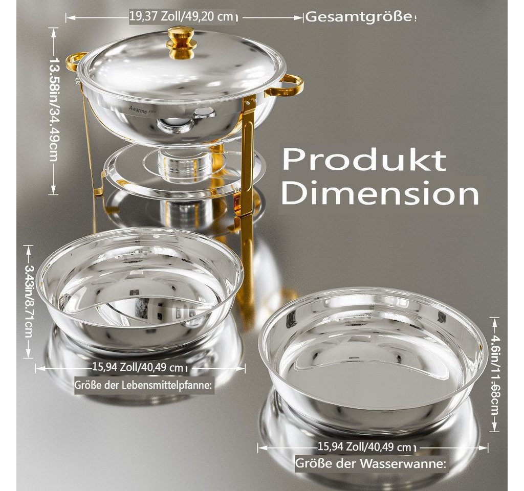 Warmounts Speisenwärmer 7,6L Buffetwärmer, (2-tlg., 8QT Buffet Warmhalter Set), mit Deckelhalter für Catering, Hochzeit, Party – Bild 5 von 5