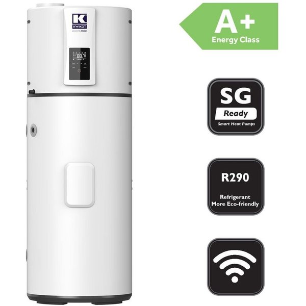 Haier Warmwasser-Wärmepumpe Kwikot by Haier 200 L Brauchwasserwärmepumpe Trinkwasser HP200M7C R290, Energieklasse A+