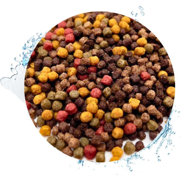Warnick´s Tierfutterservice Koifutter 10-Sorten Mix mit Spirulina & Paprika 3mm, Alleinfuttermittel für: Fische, Koi, Zierfische, Teichfische