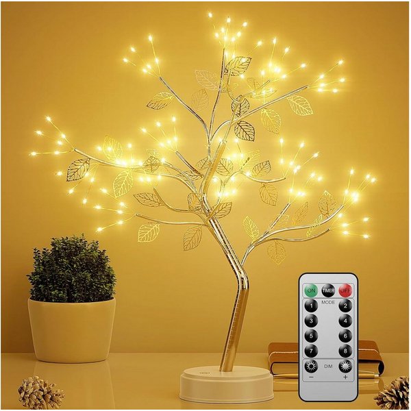 WAROUS LED Dekolicht LED Lichterbaum 108 LEDs, 8 Modi, dimmbar, Timer, USB/Batterie, LED, fest verbaut, Warmweiß, Fernbedienung, dimmbar, 8 Modi, Timerfunktion