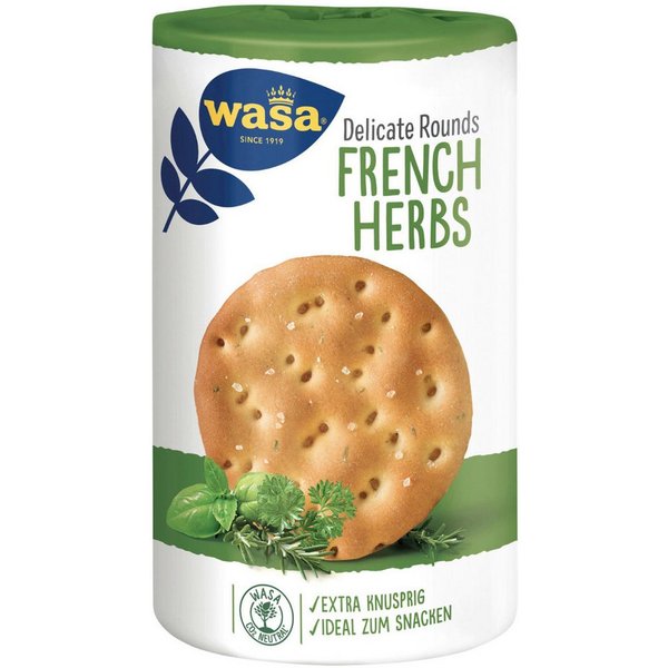 Wasa Brot, Wasa Delicate Rounds French Herbs mit Kräutern und Meersalz 205g