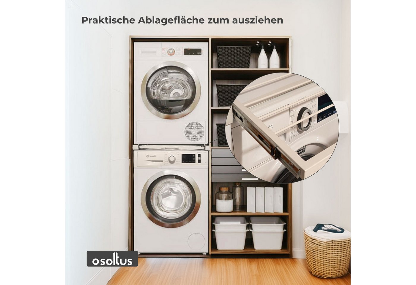 osoltus Waschmaschinenuntergestell osoltus Universal Verbindungsrahmen Waschmaschine / Trockner mit – Bild 2 von 5