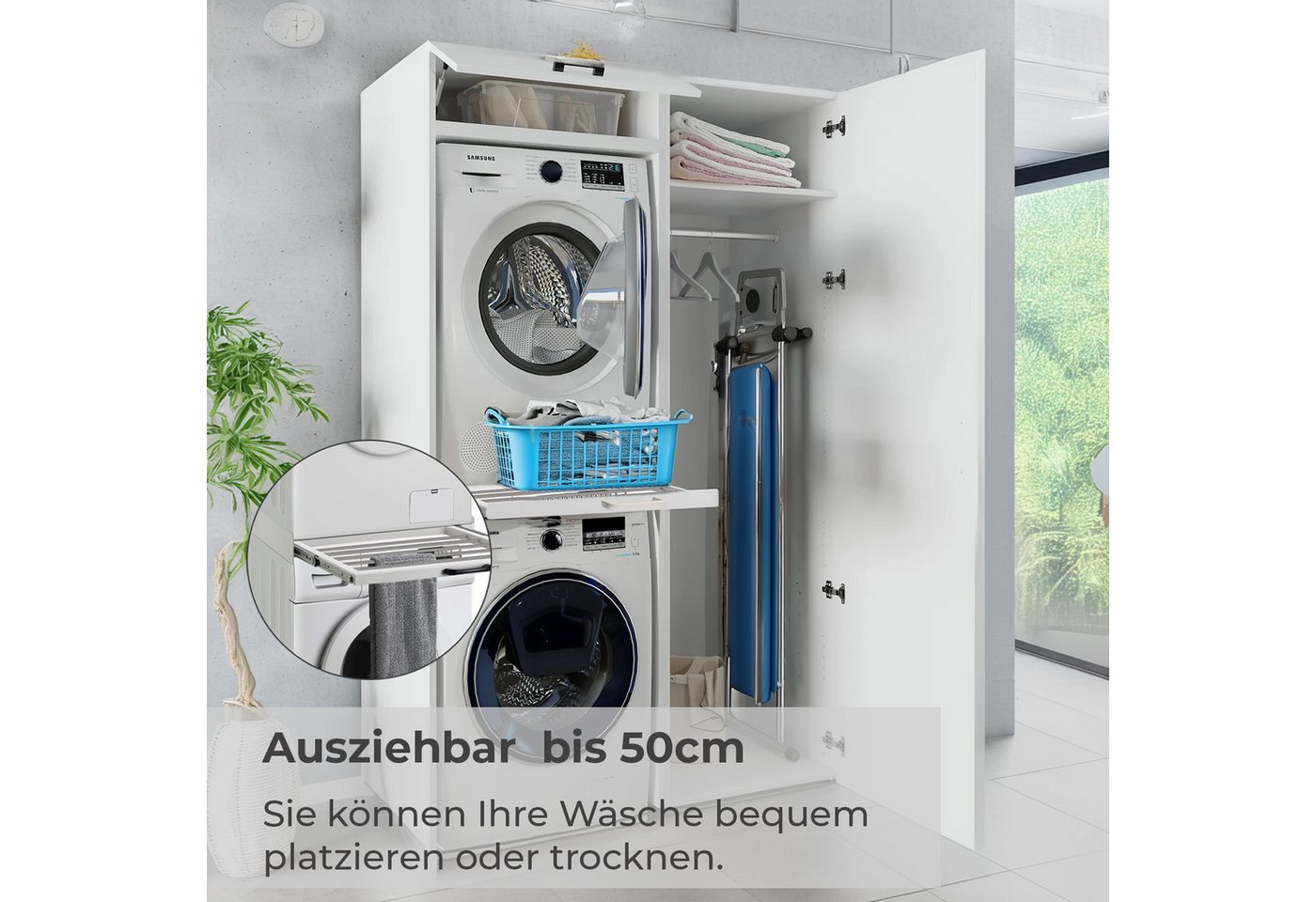 osoltus Waschmaschinenuntergestell osoltus Universal Verbindungsrahmen Waschmaschine / Trockner mit – Bild 5 von 5