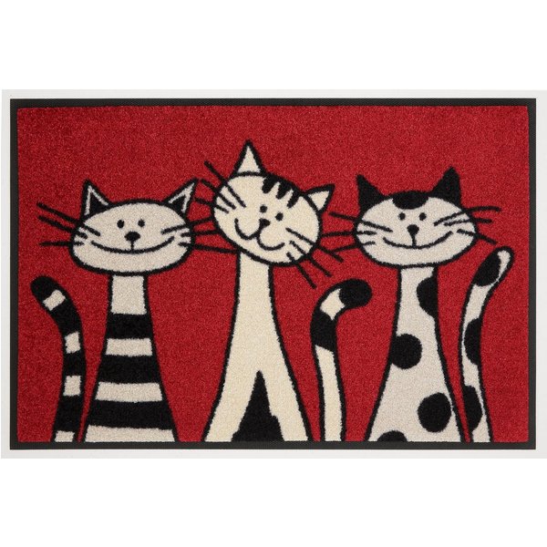 wash+dry by Kleen-Tex Fußmatte Three Cats, rechteckig, Höhe: 9 mm, Schmutzfangmatte, Motiv Katzen, rutschhemmend, waschbar
