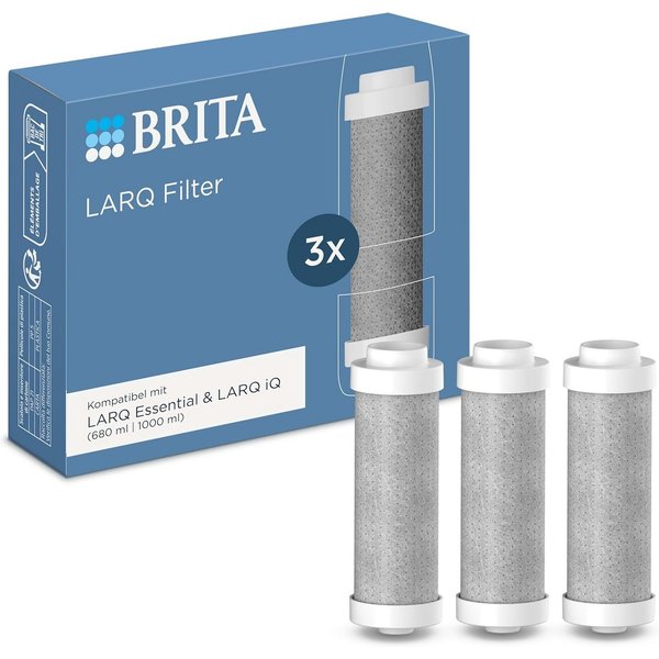 BRITA Wasserfilter BRITA LARQ Ersatzfilter Pack 3 für BRITA LARQ iQ und Filterflaschen, Zubehör für BRITA LARQ Filter-Trinkflaschen, Ersatz-Wasserfilter reduzie