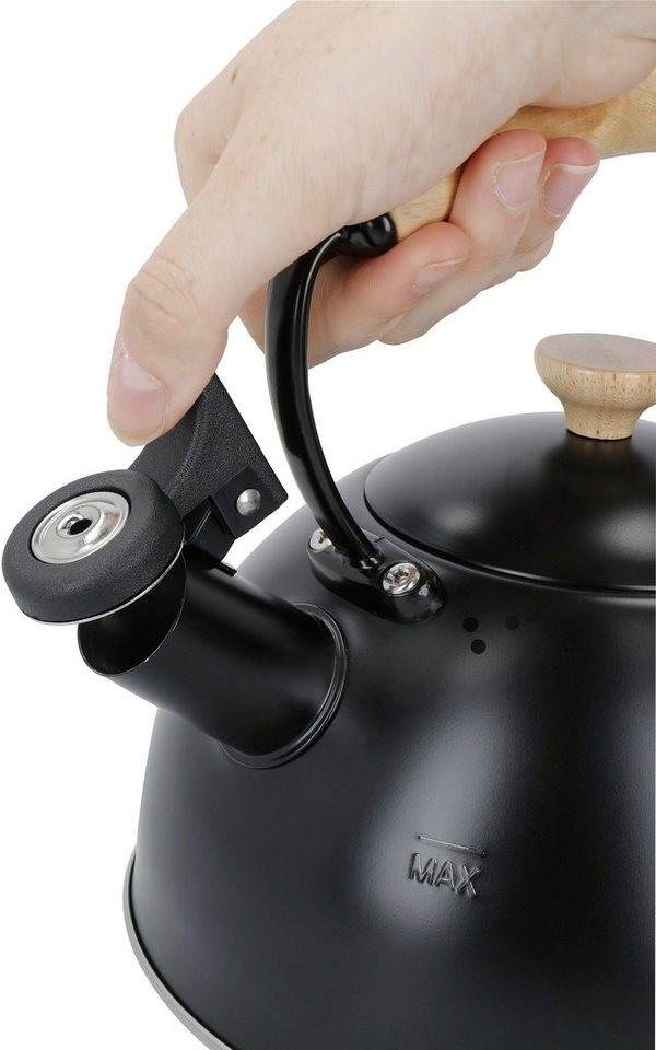 La Cafetière Wasserkessel La Cafetière, Edelstahl 18/10 (1-tlg), pfeifend, mit Holzgriff, 1,6 Liter, Induktion – Bild 3 von 5