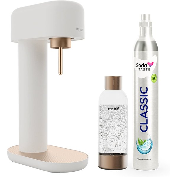mySoda Wassersprudler Mysoda Ruby 2.0 Wassersprudler Basispaket, Mattes Alu-Design, inkl. CO2 & Flasche, stromloser Betrieb