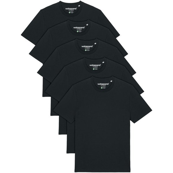 wat? Apparel T-Shirt 5er Multipack Bio Basic T-Shirt Black