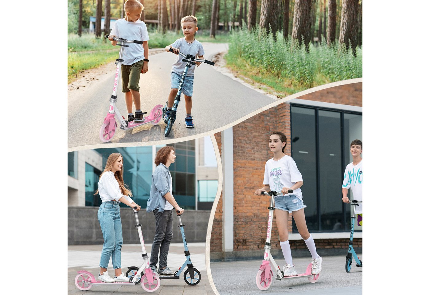 WAYPLUS Cityroller ab 6 Jahren, 108kg Belastbarkeit 205mm Räder ABEC9, (1 tlg), Klappbar Höhenverstellbar inkl. Tragegurt – Bild 5 von 5