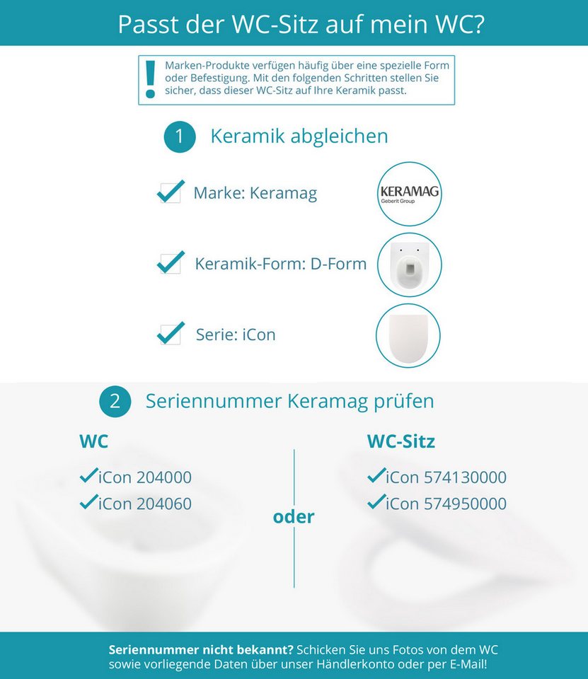 Calmwaters WC-Sitz iCon (Alternative von Calmwaters), Für Keramag iCon 204000 und 204060, Duroplast,D-Form, 26LP5381 – Bild 4 von 5