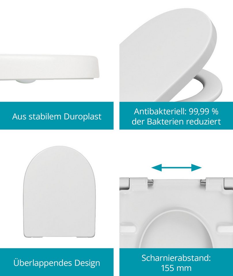 Calmwaters WC-Sitz iCon (Alternative von Calmwaters), Für Keramag iCon 204000 und 204060, Duroplast,D-Form, 26LP5381 – Bild 5 von 5